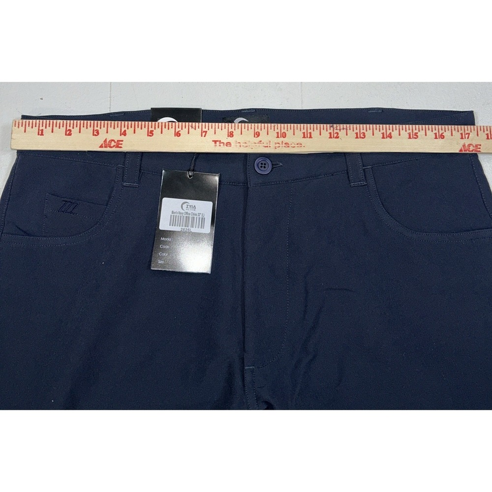 NWT ZYIA Mens Large‎ 32" Inseam Navy Office Chino Pants Stretch - Picture 5 of 7
